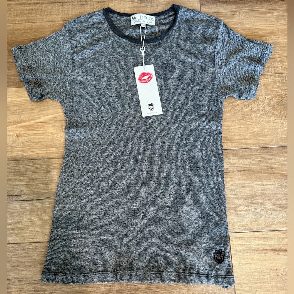 NEW Wildfox Charcoal Heathered Knit Top